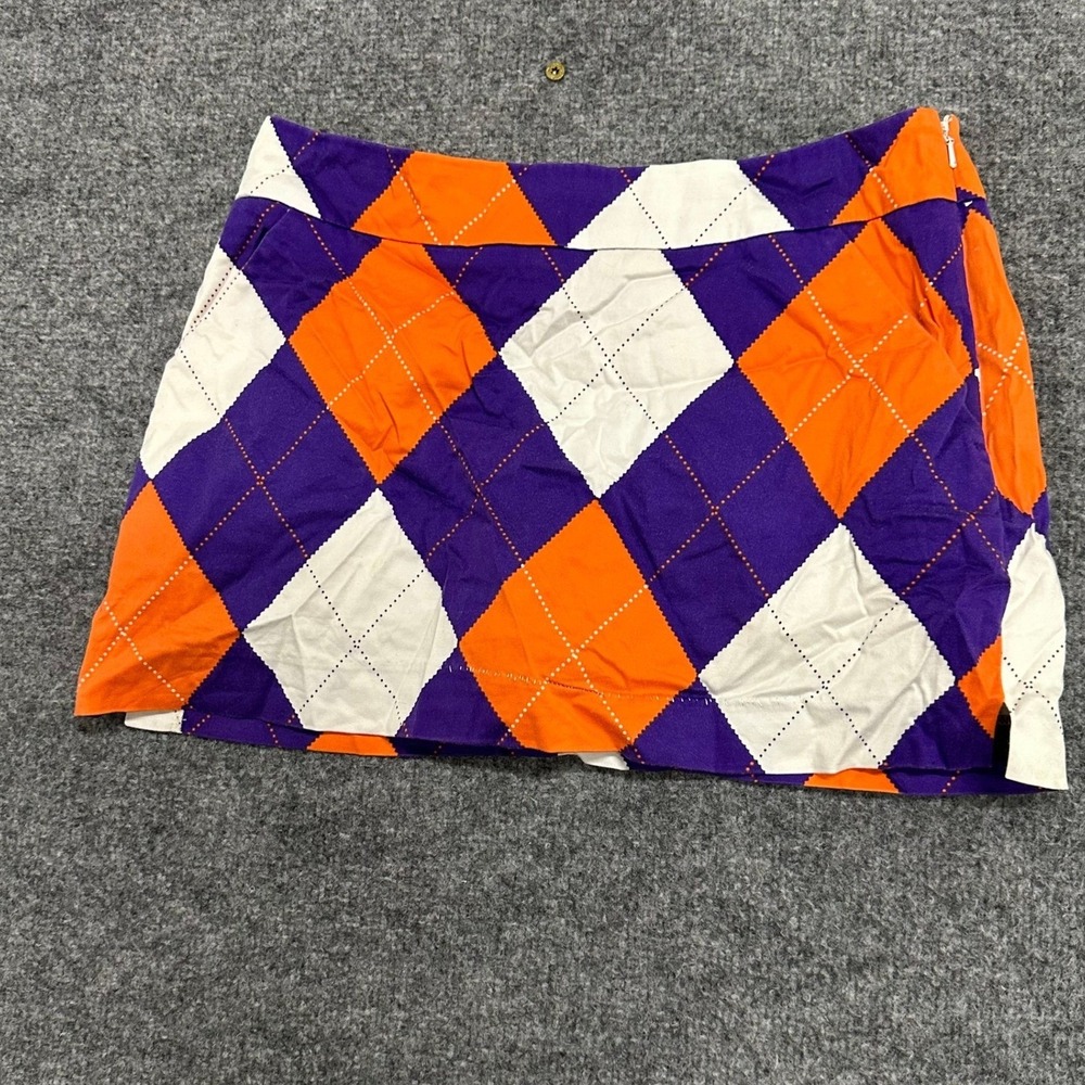 Loudmouth Skort Womens Size 6 Purple Orange Argyle Cotton Blend Athletic Golf